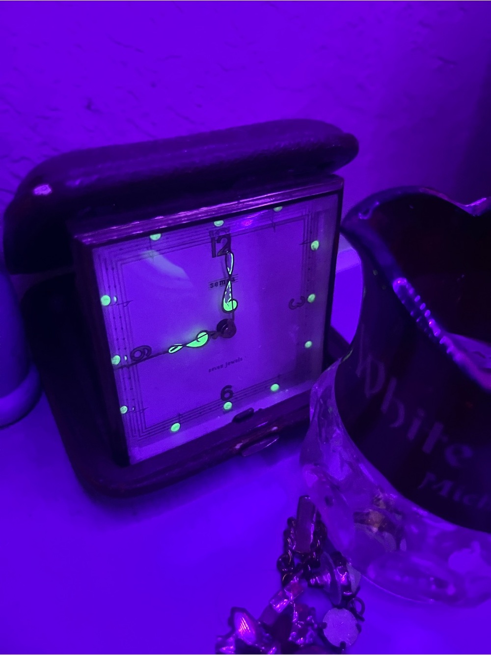 Vintage Square Radium Travel Alarm Clock